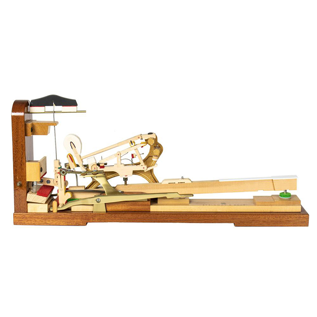 Close-up of piano action mechanism